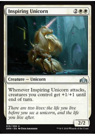 (英)【Foil】鼓舞する一角獣 / Inspiring Unicorn【GRN】 No.016