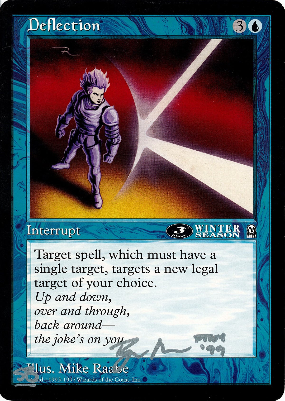 (英)偏向 / Deflection【PRM】 アリーナプロモ 3rd Place 【Oversized Card】 BIG-PRM-039 サイン入り ※トーナメントで使用することはできません。 [委託販売品]