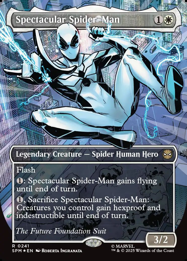 (英)【テクスチャーFoil】スペクタキュラー・スパイダーマン / Spectacular Spider-Man ★ボーダーレス★(「コスチューム・チェンジ」カード(FF)) 【SPM】 No.241