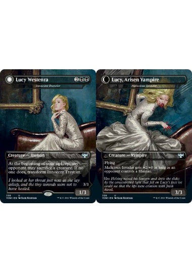 (英)【Foil】ルーシー・ウェステンラ / Lucy Westenra - 蘇りし吸血鬼、ルーシー / Lucy, Arisen Vampire[無害な旅人 / Innocent Traveler - 害意ある侵入者 / Malicious Invader] ★ボーダーレス★(ドラキュラシリーズ・カード) 【VOW】 No.336