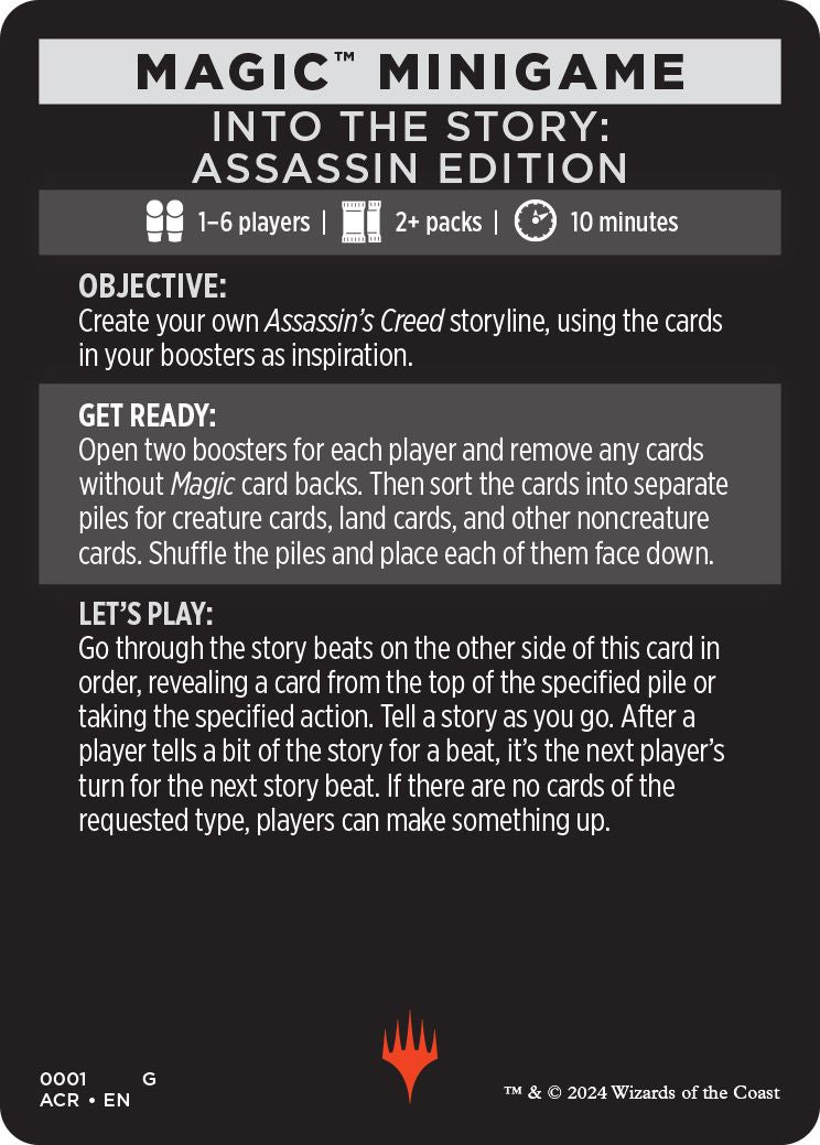 (英)ミニゲーム・カード(物語の中へ：アサシン版) / Minigame Card(Into the Story: Assassin Edition)【ACR-MINIGAME】 No.001