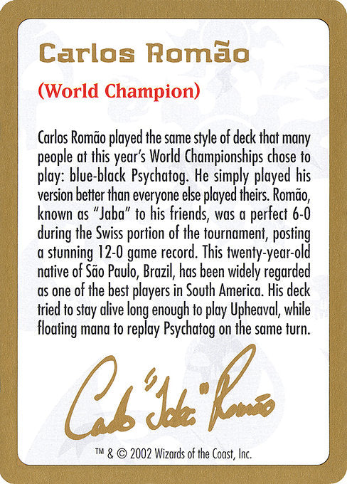 (英)紹介カード Carlos Romao【WC02】 World Championship Decks 2002 Carlos Romao 金枠 No.144