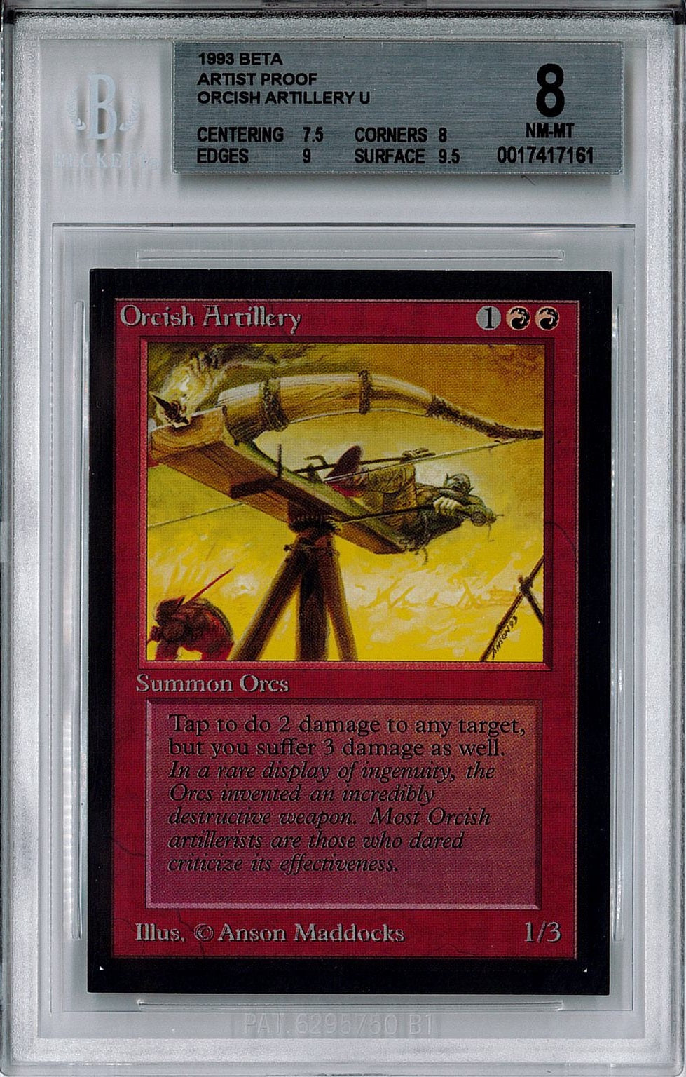 [鑑定品](英)オーク弩弓隊 / Orcish Artillery【BETA】 No.166 BGS8 ID:0017417161 アーティストプルーフ ※トーナメントで使用することはできません。 [委託販売品]