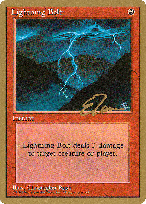(英)稲妻 / Lightning Bolt【PTC】 ProTour NewYork Decks 1996 Eric Tam 金枠 No.129