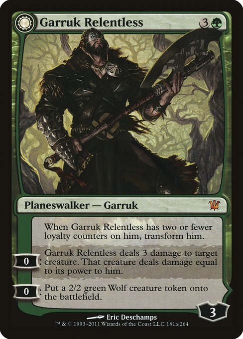 (英)【Foil】情け知らずのガラク / Garruk Relentless - ヴェールの呪いのガラク / Garruk, the Veil-Cursed【ISD】 No.181
