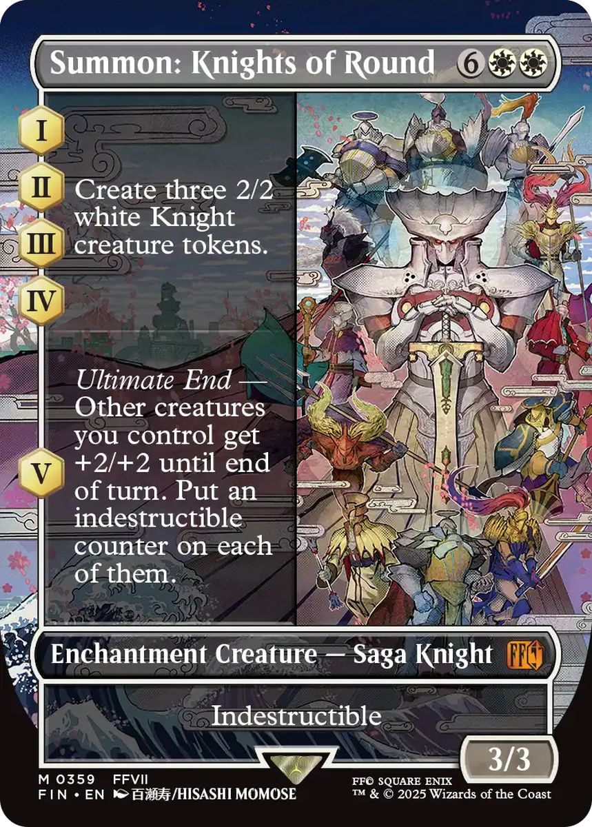 (英)【Foil】召喚：ナイツオブラウンド / Summon: Knights of Round ★ボーダーレス★(木版画) 【FIN】 No.359