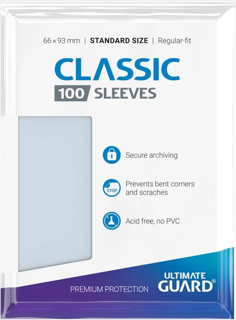 【サプライ】Ultimate Guard クラシックスリーブ スタンダードサイズ(100枚入り) ※5個以上購入の場合、発送方法は「ゆうパック」を選択してください。