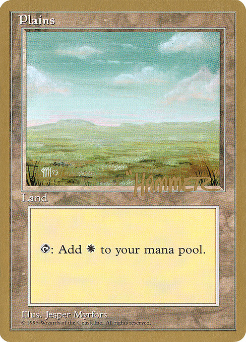 (英)平地 / Plains【PTC】 (Dark) ProTour NewYork Decks 1996 Shawn "Hammer" Regnier 金枠 No.282