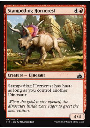 (英)【Foil】暴走する角冠 / Stampeding Horncrest【RIX】 No.116