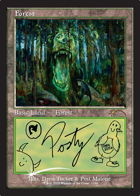 (英)【Foil】森 / Forest【SLD】旧枠 Secret Lair x Post Malone: The Lands No.1194