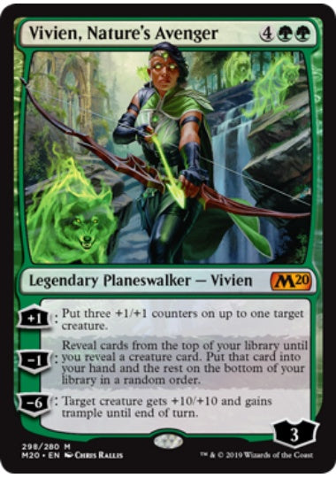(英)【Foil】自然の報復者、ビビアン / Vivien, Nature's Avenger【M20】プレインズウォーカーデッキ収録 No.298
