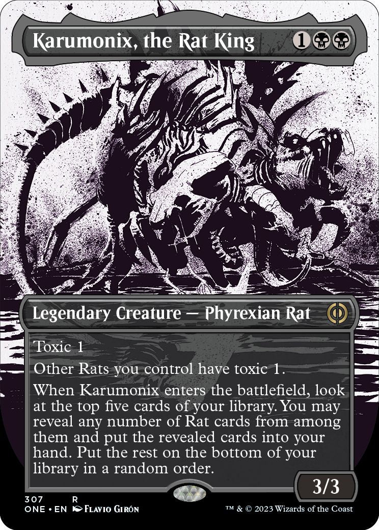 (英)【Foil】ネズミの王、カルモニクス / Karumonix, the Rat King ★ボーダーレス★(胆液) 【ONE】 No.307