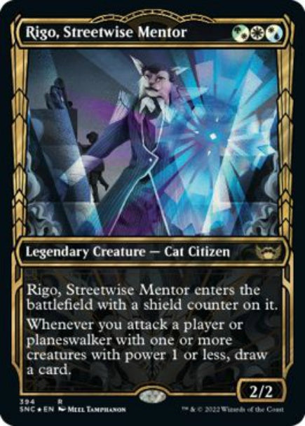 (英)【Foil】路上の師、リガ / Rigo, Streetwise Mentor ★ショーケース枠★(Gilded Foil) 【SNC】 No.394