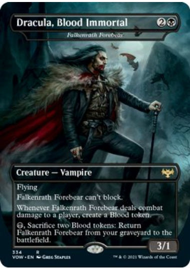 (英)【Foil】血の不死者、ドラキュラ / Dracula, Blood Immortal[ファルケンラスの先祖 / Falkenrath Forebear] ★ボーダーレス★(ドラキュラシリーズ・カード) 【VOW】 No.334