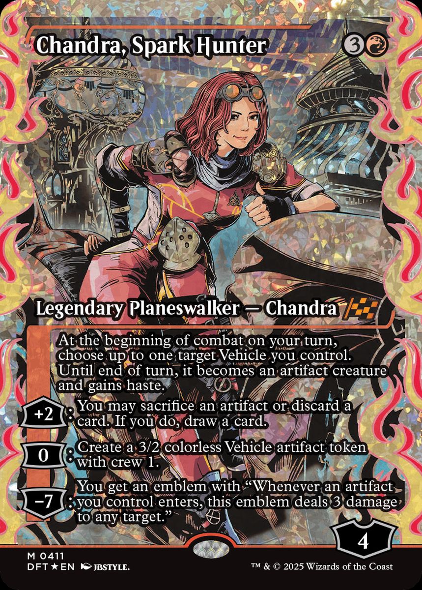 (英)【フラクチャーFoil】灯を追う者、チャンドラ / Chandra, Spark Hunter ★ショーケース枠★(ジャパン・ショーケース) 【DFT】 No.411