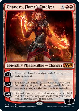 (英)【Foil】炎の触媒、チャンドラ / Chandra, Flame's Catalyst【M21】プレインズウォーカーデッキ収録 No.332
