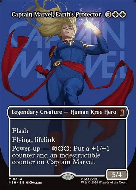 (英)【Foil】地球の守護者、キャプテン・マーベル / Captain Marvel, Earth's Protector ★ボーダーレス★(「ロゴ・カード」) 【MSH】 No.354