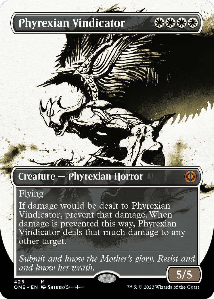 (英)【ステップ・アンド・コンプリートFoil】ファイレクシアの立証者 / Phyrexian Vindicator ★ボーダーレス★(胆液)【ONE】 No.425