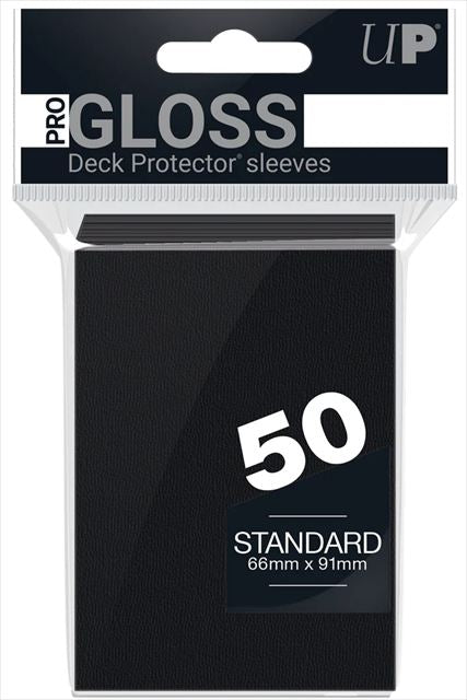 【サプライ】 Ultra Pro PRO-Gloss スタンダード デッキプロテクター スリーブ ソリッドブラック(50枚入り)  ※5個以上購入の場合、発送方法は「ゆうパック」を選択してください。