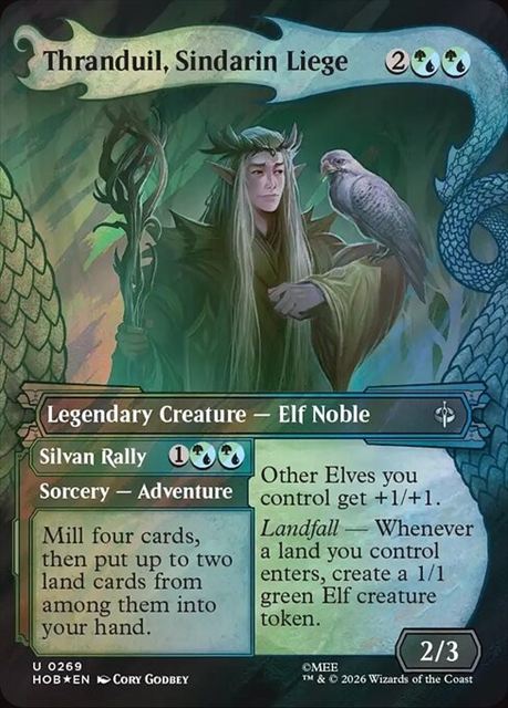 (英)【Surge-Foil】シンダリンの領主、スランドゥイル - シルヴァンの集会 / Thranduil, Sindarin Liege - Silvan Rally ★ショーケース枠★(「竜の財宝」フレーム版) 【HOB】 No.269