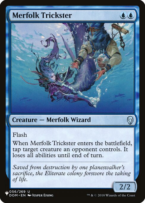 (英)マーフォークのペテン師 / Merfolk Trickster【DOM】 PWシンボル付き再販 No.056