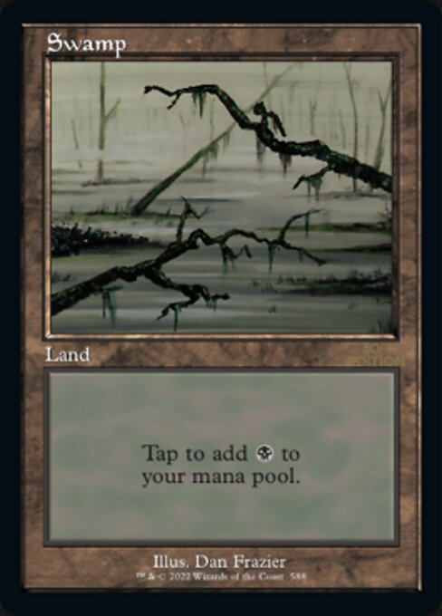 (英)沼 / Swamp【30A】 (Two branches) 旧枠加工カード No.588 ※トーナメントで使用することはできません。