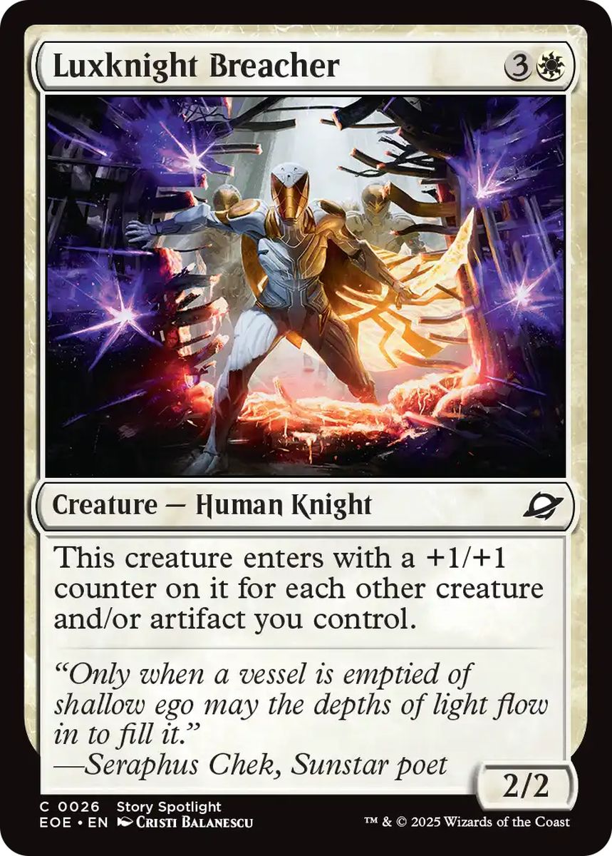 (英)【Foil】光明騎士の突破者 / Luxknight Breacher【EOE】 No.026