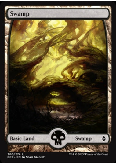 (英)【Foil】沼 / Swamp【BFZ】フルアート版 No.260