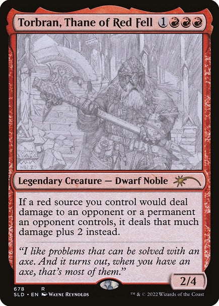 (英)【Foil】朱地洞の族長、トーブラン / Torbran, Thane of Red Fell【SLD】Artist Series: Wayne Reynolds No.678