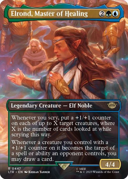 (英)【Foil】医術の大家、エルロンド / Elrond, Master of Healing ★ボーダーレス★(シーン・カード) 【LTR】 No.447