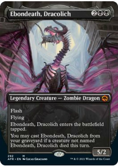 (英)【Foil】ドラコリッチ、エボンデス / Ebondeath, Dracolich ★ボーダーレス★ 【AFR】 No.292