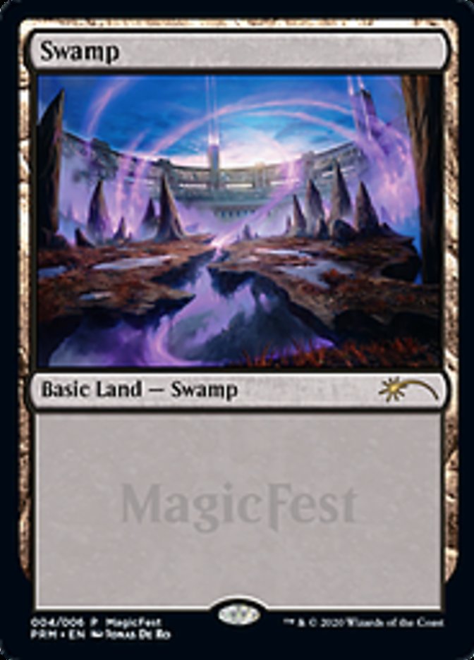 (英)【Foil】沼 / Swamp【PRM】2020年 マジックフェストプロモ No.203
