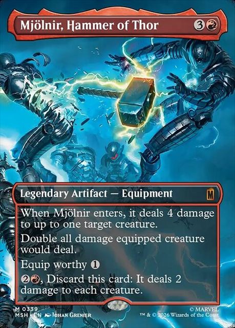 (英)【Foil】ソーのハンマー、ムジョルニア / Mjolnir, Hammer of Thor ★ボーダーレス★(「シーン・カード」) 【MSH】 No.339