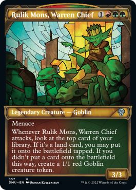 (英)【テクスチャーFoil】巣穴の長、ルリク・モンス / Rulik Mons, Warren Chief ★ショーケース枠★(ステンドグラス版) 【DMU】 No.357
