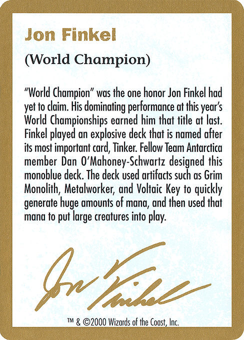(英)紹介カード Jon Finkel【WC00】 World Championship Decks 2000 Jon Finkel 金枠 No.108
