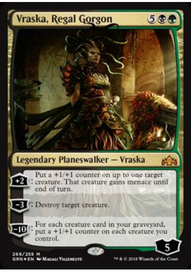 (英)【Foil】威厳あるゴルゴン、ヴラスカ / Vraska, Regal Gorgon【GRN】プレインズウォーカーデッキ収録 No.269