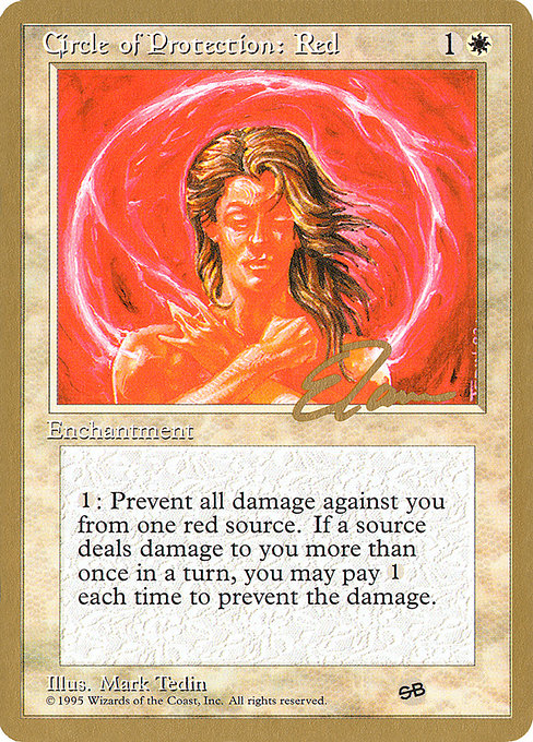 (英)赤の防御円 / Circle of Protection: Red【PTC】 ProTour NewYork Decks 1996 Eric Tam サイドボード 金枠 No.022