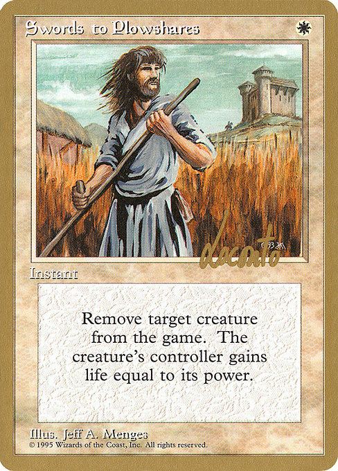 (英)剣を鍬に / Swords to Plowshares【PTC】 ProTour NewYork Decks 1996 Michael Loconto 金枠 No.054