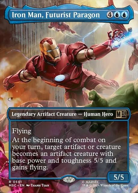(英)【Foil】未来の先駆者、アイアンマン / Iron Man, Futurist Paragon ★ボーダーレス★(「シーン・カード」) 【MSC】 No.501