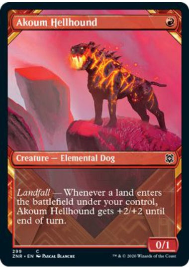 (英)【Foil】アクームのヘルハウンド / Akoum Hellhound ★ショーケース枠★ 【ZNR】 No.299