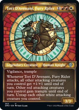 (英)【テクスチャーFoil】憤怒の乗り手、アヴナントのトーリ / Tori D'Avenant, Fury Rider ★ショーケース枠★(ステンドグラス版) 【DMU】 No.363