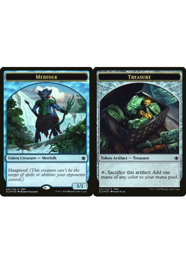 (英)【Foil】マーフォークトークン / Merfolk Token - 宝物トークン / Treasure Token【PRM】FNMプロモ No.094