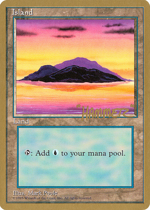 (英)島 / Island【PTC】 (Yellow) ProTour NewYork Decks 1996 Shawn "Hammer" Regnier 金枠 No.287
