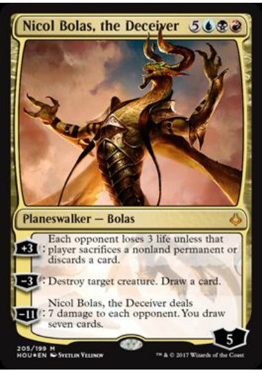 (英)【Foil】欺瞞の主、ニコル・ボーラス / Nicol Bolas, the Deceiver【HOU】プレインズウォーカーデッキ収録 No.205
