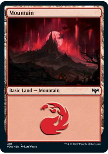 (英)【Foil】山 / Mountain【VOW】統率者デッキ収録 No.401