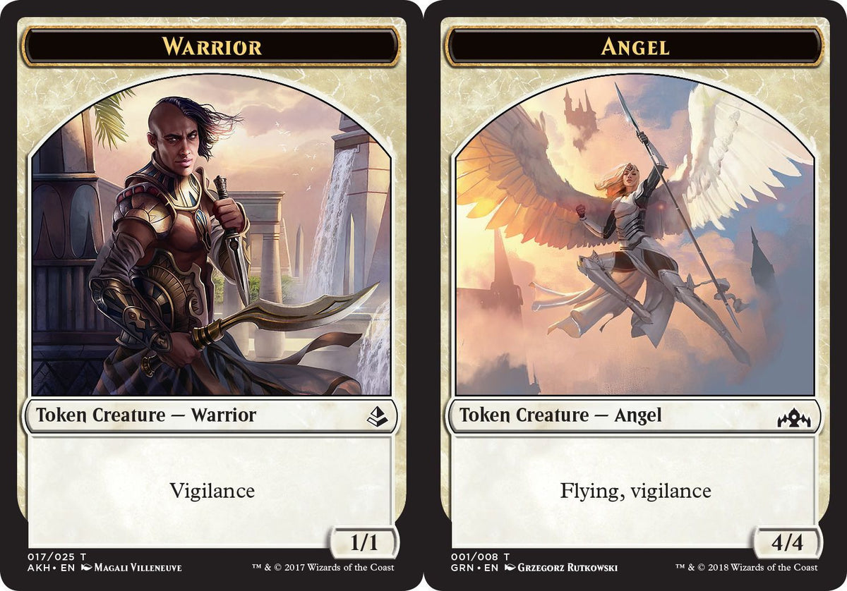 (英)戦士トークン / Warrior Token No.AKH-017 - 天使トークン / Angel Token【SLD-C23-02】 Angels: They're Just Like Us but Cooler and with Wings No.GRN-001