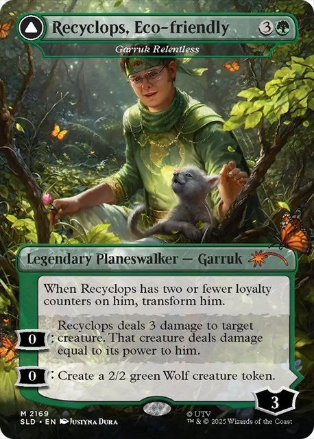 (英)【Foil】Recyclops, Eco-friendly - Recyclops, Nature's Vengeance[情け知らずのガラク / Garruk Relentless - ヴェールの呪いのガラク / Garruk, the Veil-Cursed]【SLD】 Secret Lair x The Office: Dwight's Destiny? No.2169