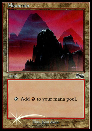 (英)【Foil】山 / Mountain【PRM】Urza's Saga アリーナプロモ No.031