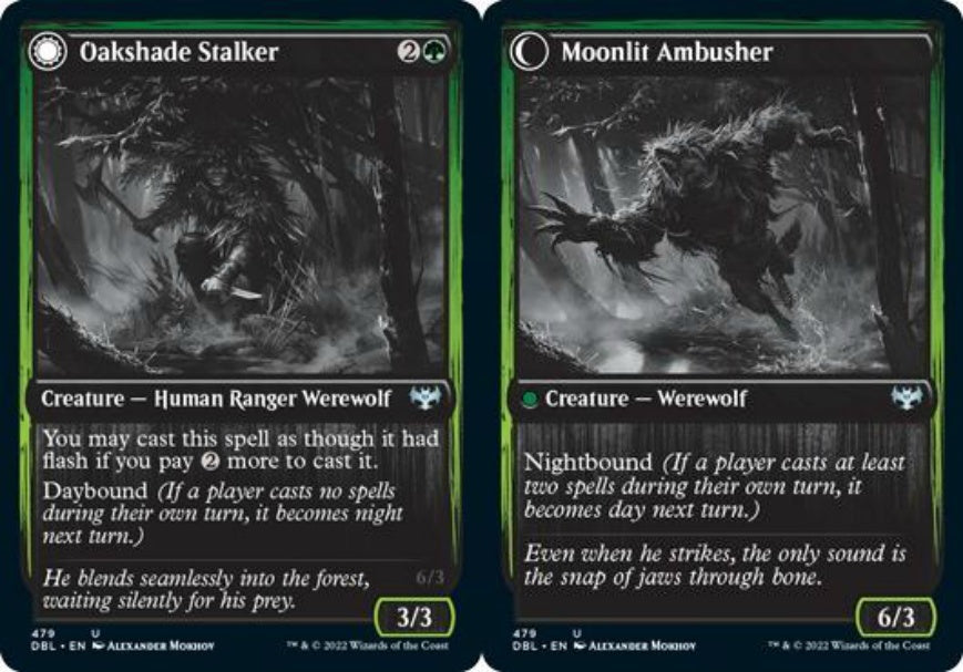 (英)【Foil】樫影の忍び寄るもの / Oakshade Stalker - 月光の待ち伏せるもの / Moonlit Ambusher【DBL】 No.479