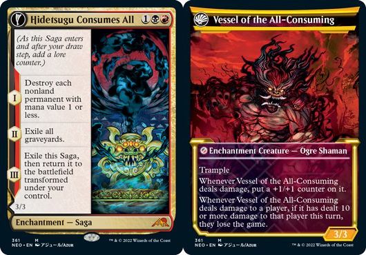 (英)【Foil】碑出告が全てを貪る / Hidetsugu Consumes All - 全てを貪る者の器 / Vessel of the All-Consuming ★ショーケース枠★(淡光フレーム・カード) 【NEO】 No.361